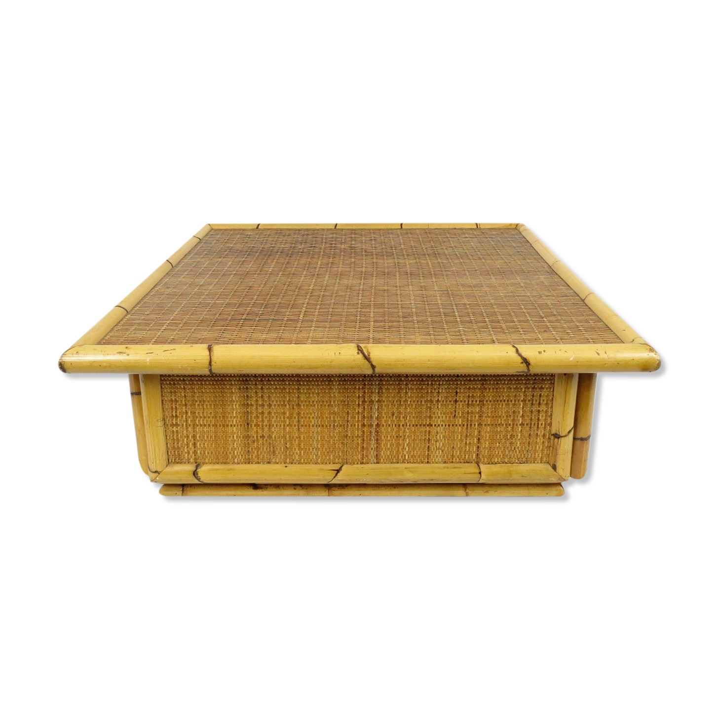 Bamboo and rattan coffee table, 1970s