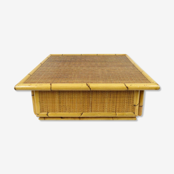 Table basse en bambou et rotin, années 1970