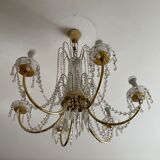 Chandelier with brass and glass grapevines