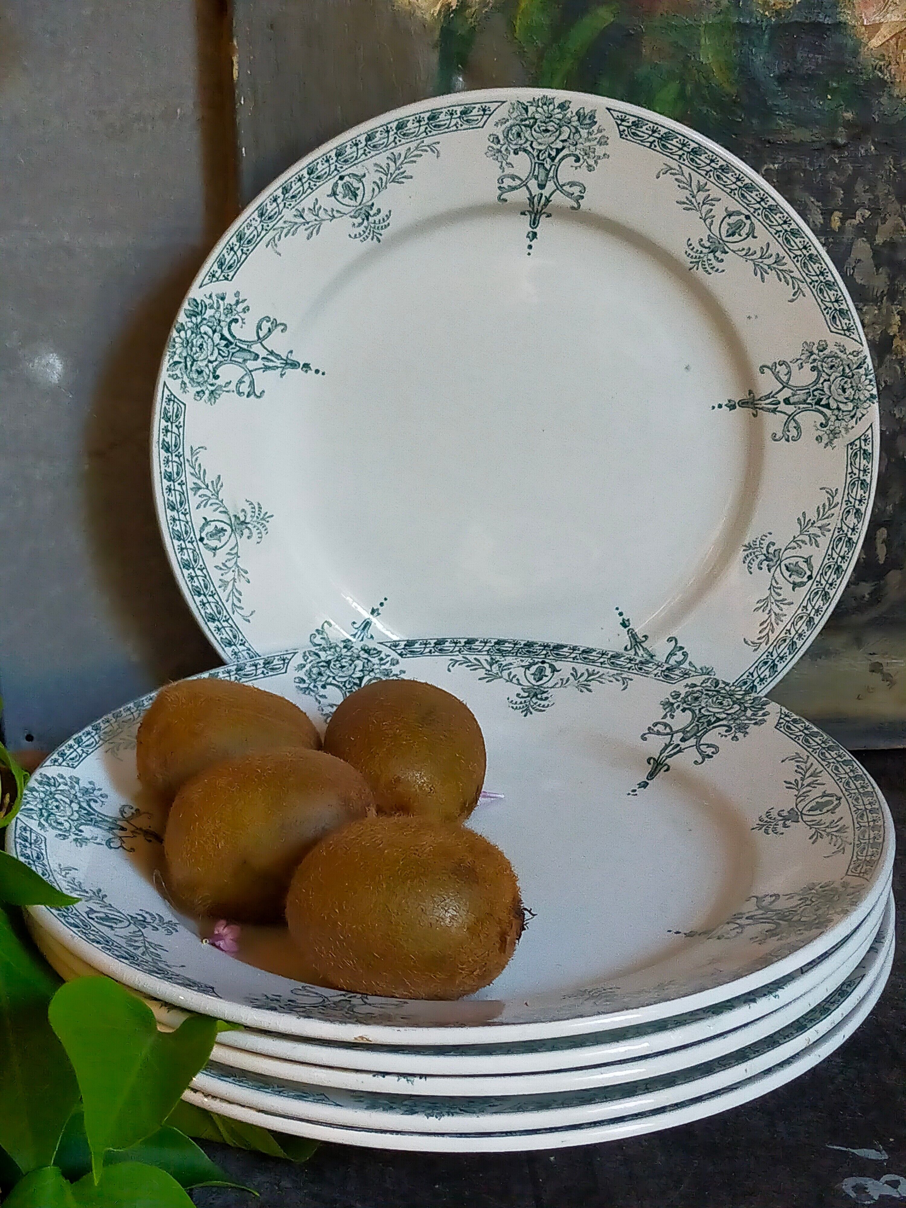 Six old plates iron earth of lunéville model lugano late nineteenth