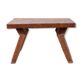 Table basse bois sculpté, table bois martelé, table d'appoint, table de salon, table vintage