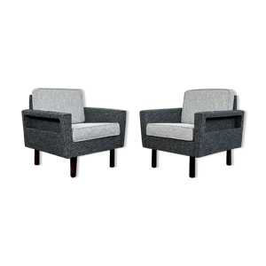 Paire de fauteuils gris