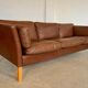 Danish mid-century vintage Mogens Hansen cognac brown leather sofa 60s