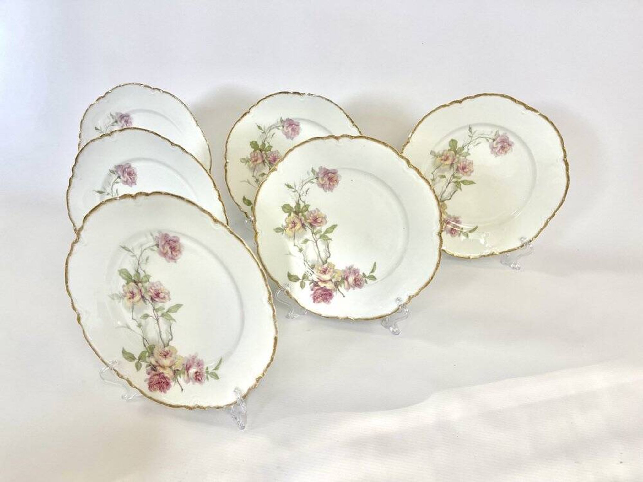 6 Assiettes plates Baltimore Rose de Haviland Limoges