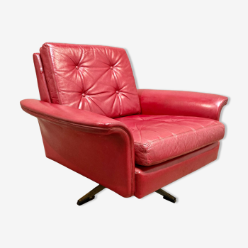 Fauteuil cuir rouge design 1950