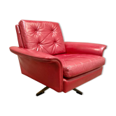 Fauteuil cuir rouge design 1950