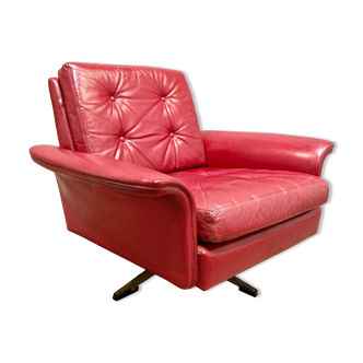 Red leather armchair design 1950