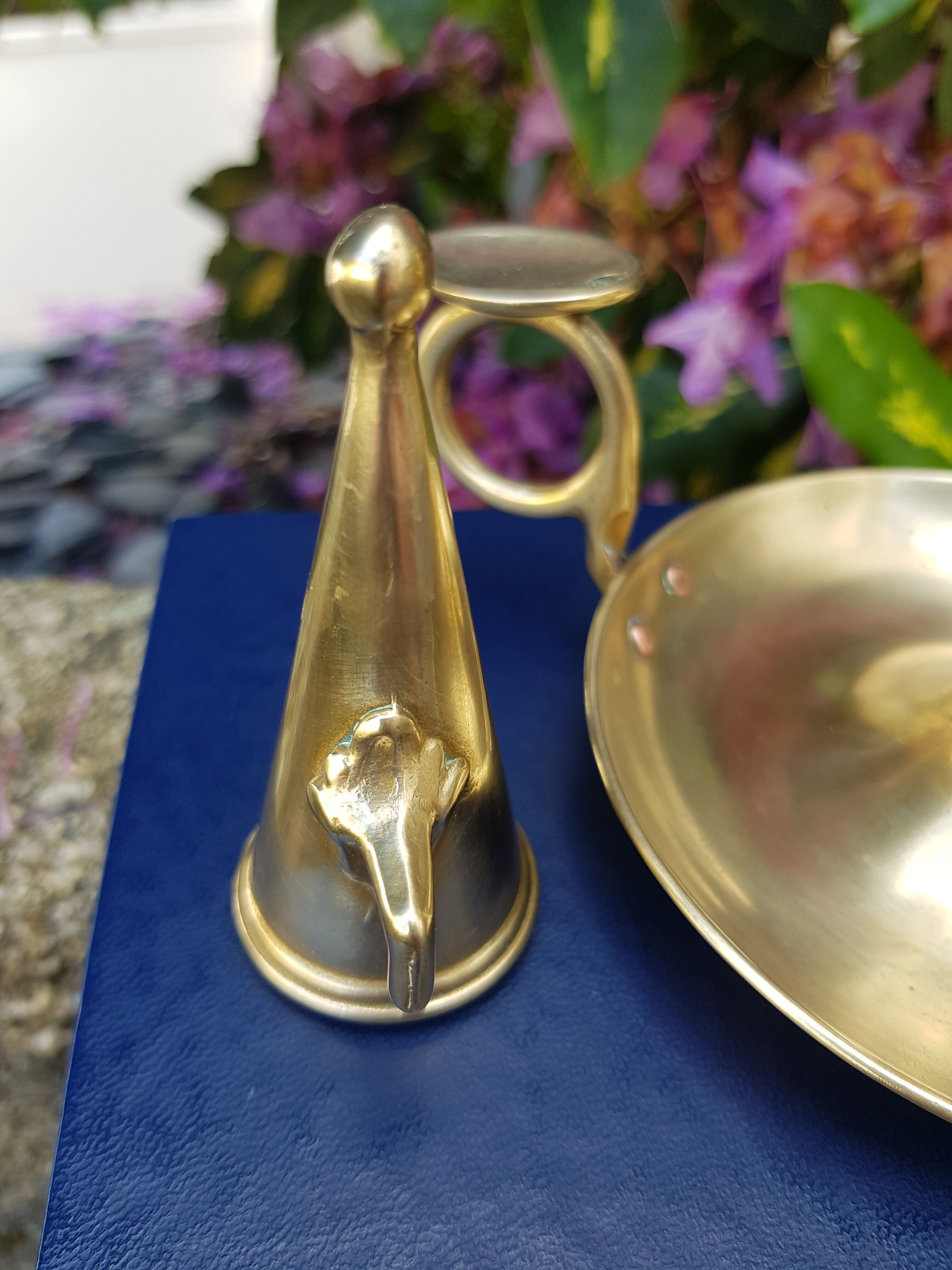 Cellar rat candle holder and brass extinguisher