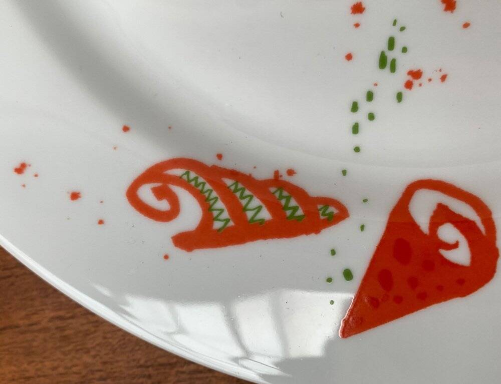 Vintage Postmodern Porcelain Plate with Subsidy Decor by René Fehr for Lengsfeld Porcelain, 1990s