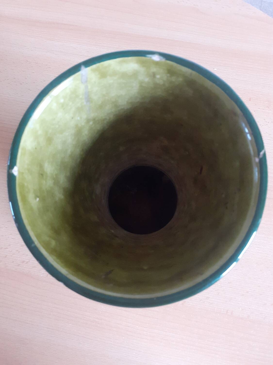 Orange and green ceramic vase