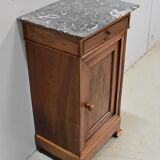 Bedside table in solid walnut with Marble Ste Anne, 1900