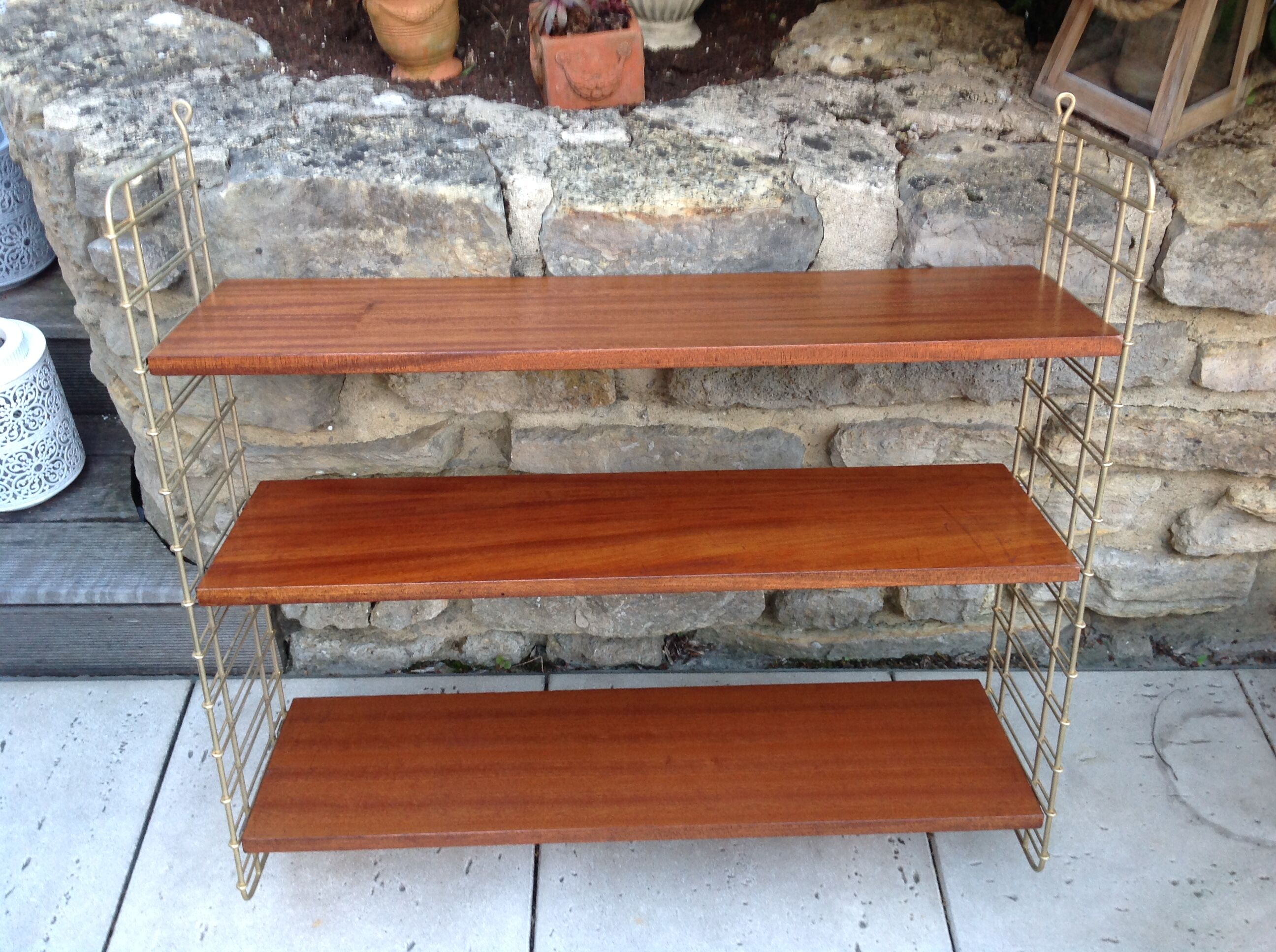 String shelf with 3 trays, vintage 60/70