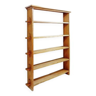 Brutalist shelf in solid wood - 1950s