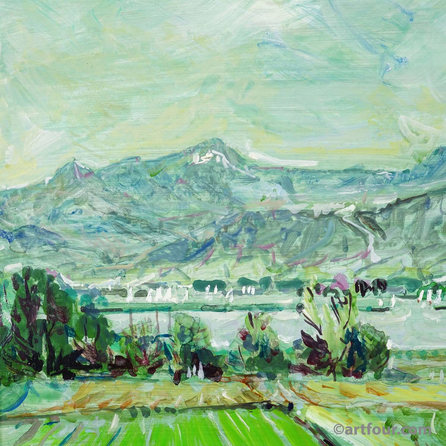 Alexander Michael - oil painting Chiemsee near Hochstaedt, 1994