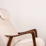 Large Scandinavian Teak Armchair with Ottomans by Folke Ohlsson for Westnofa 1960.
