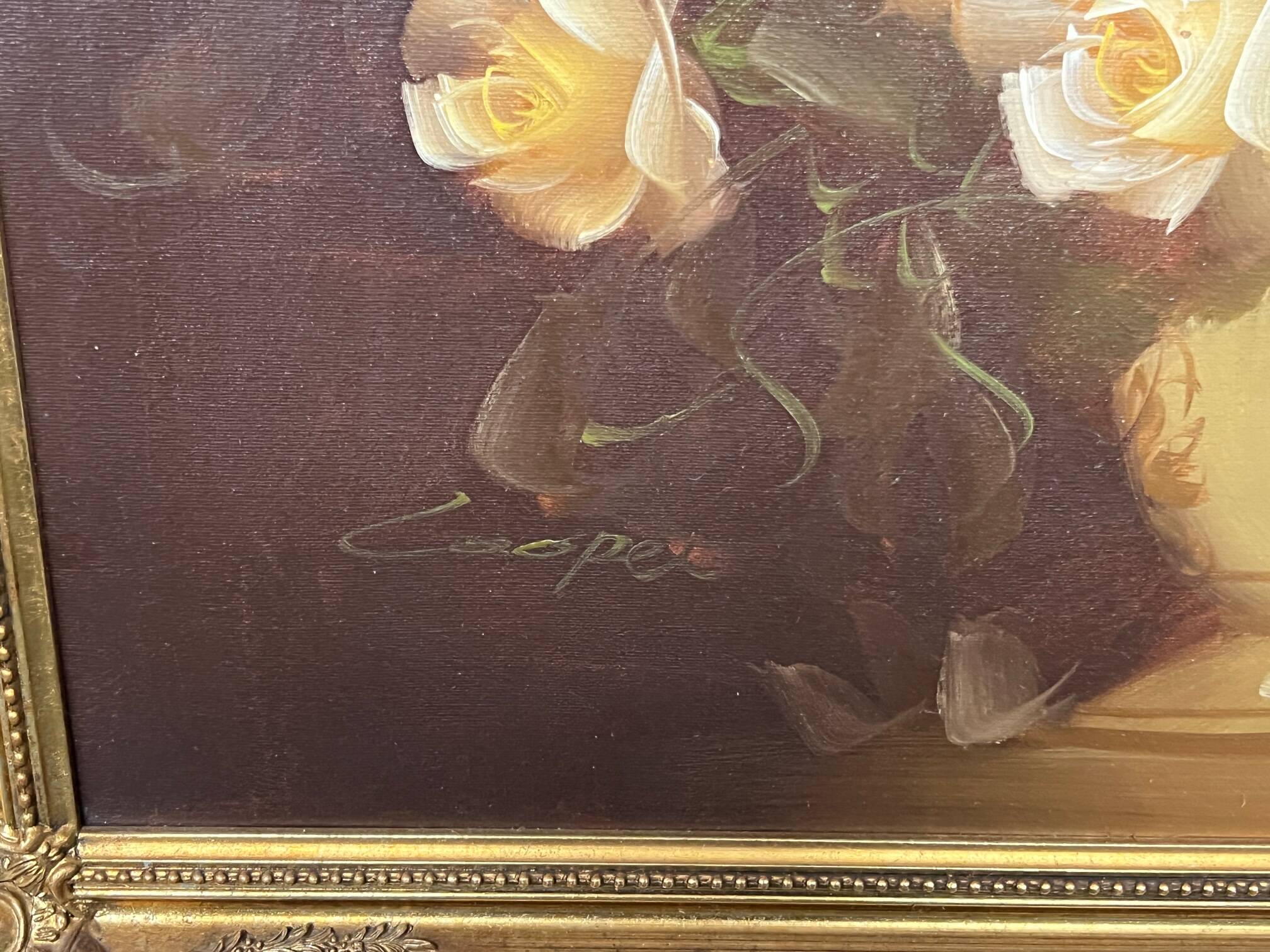 Tableau ancien « Nature morte aux roses ».