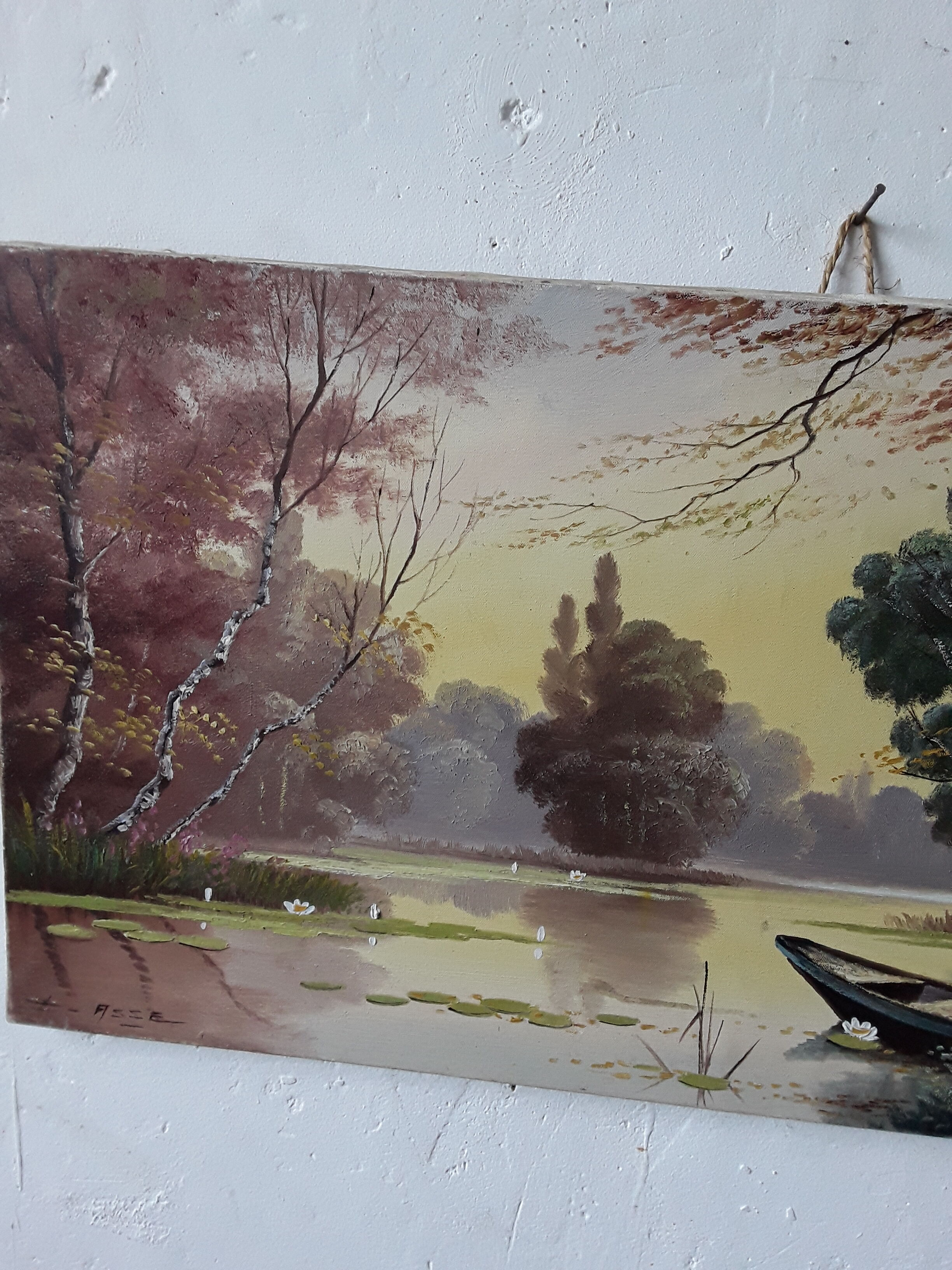 Peinture à l'huile paysage champêtre