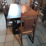 Breton dining room table with 2 extensions and 6 chairs with Breton characters