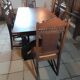 Breton dining room table with 2 extensions and 6 chairs with Breton characters