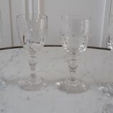 Set of 4 small shot glasses molded glass early twentieth century