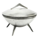 Space age sugar bowl, silver-plated brass, Poland, 1960s