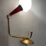 Vintage Brass & Red Adjustable Sconces – Set of 2 (1950s)