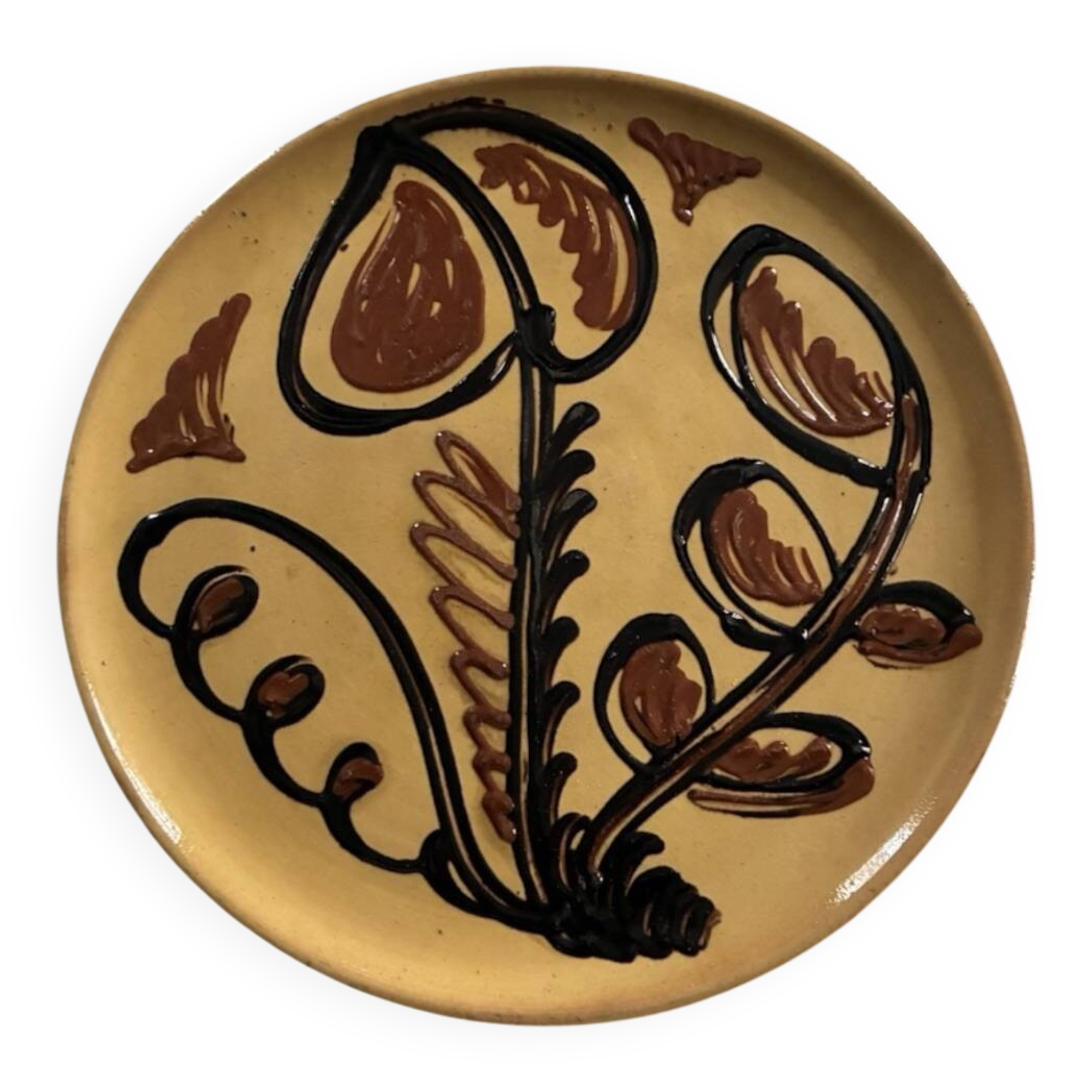 Large decorative abstract terracotta plate