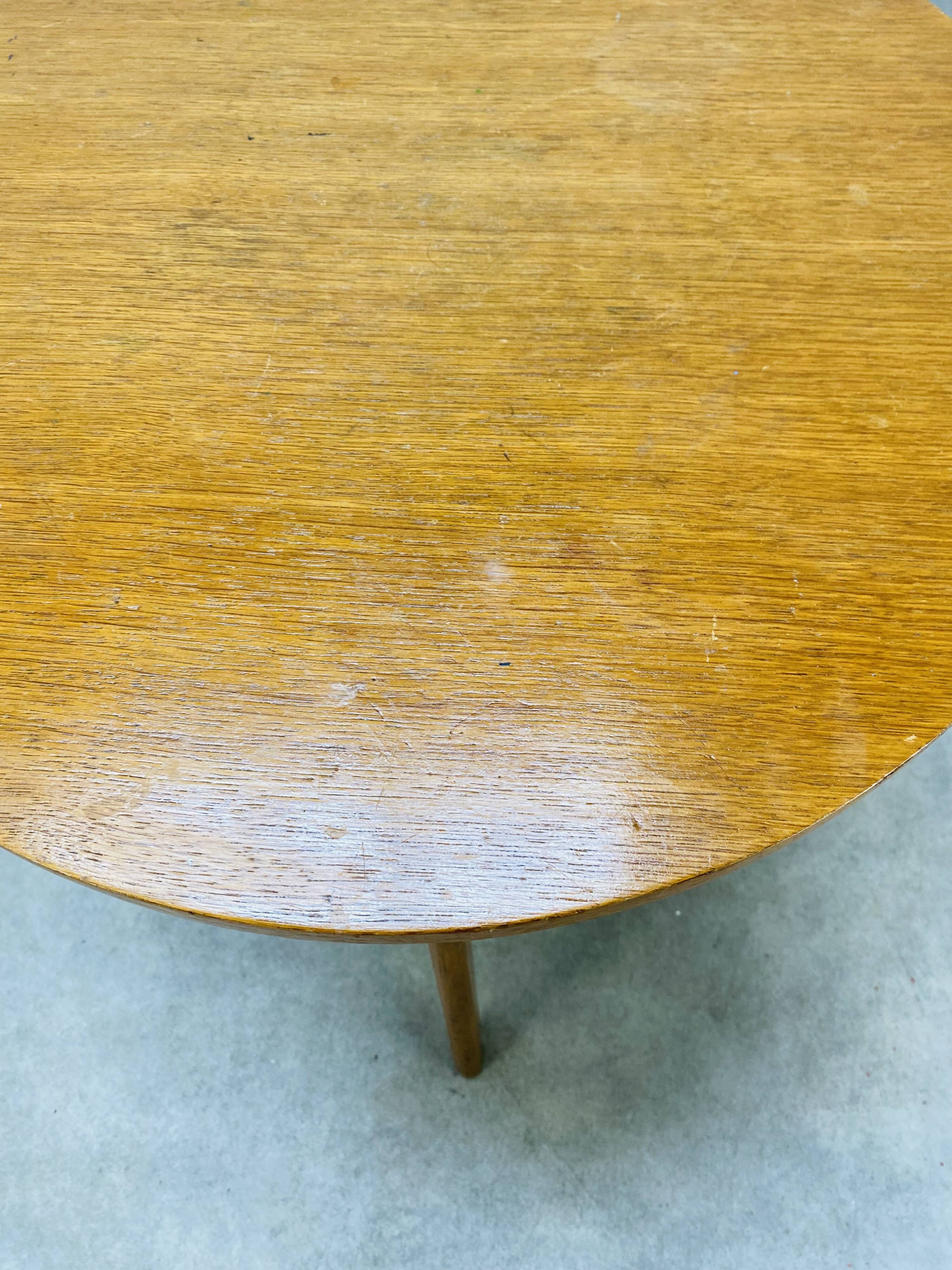 50's vintage wooden tripod side table with compass base