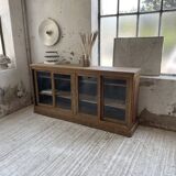 Enfilade meuble de métier chêne portes vitrées