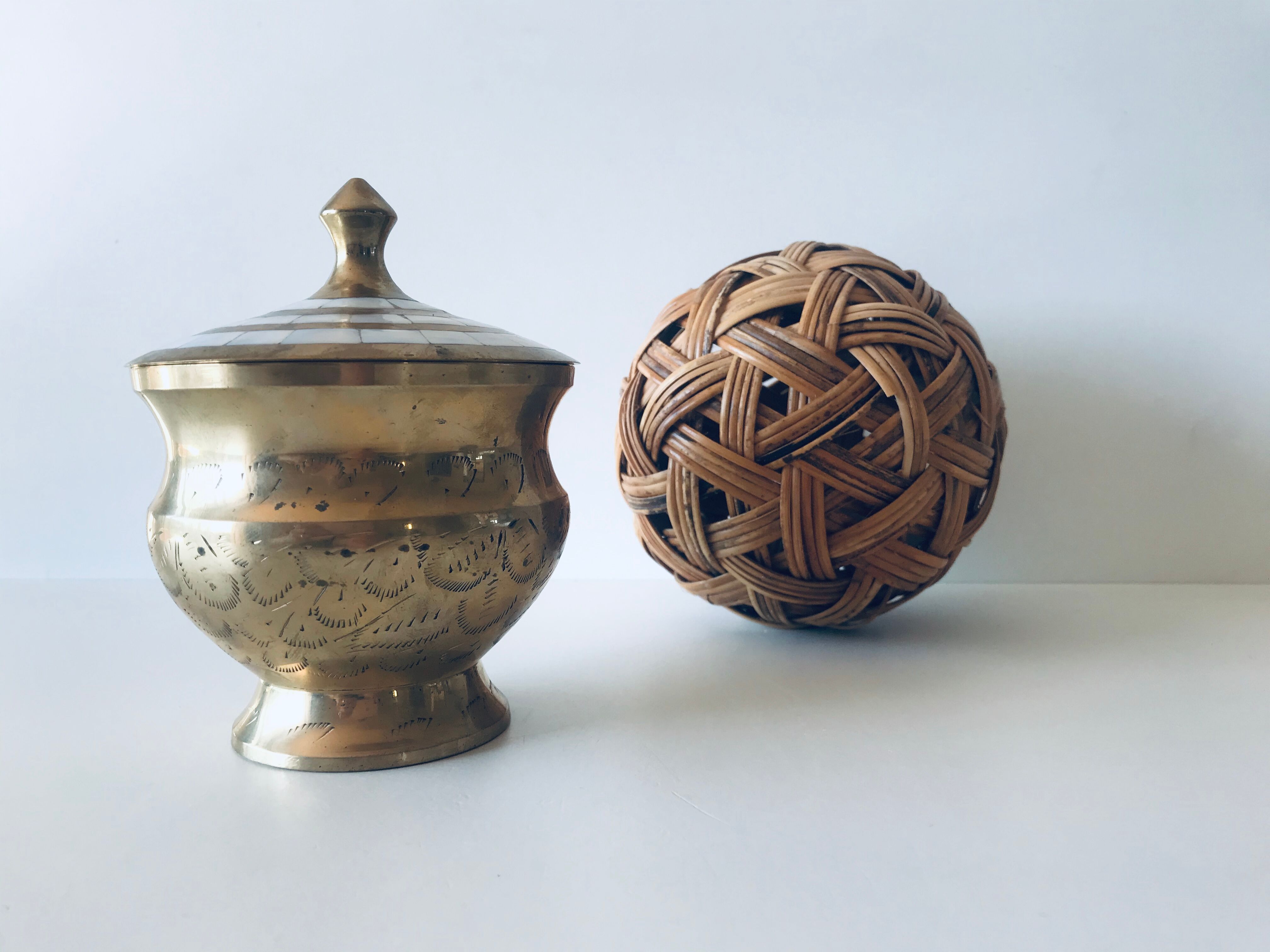 Brass and mother-of-pearl box