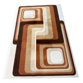 Tapis pure laine vierge à motifs géométrique vintage des années 70