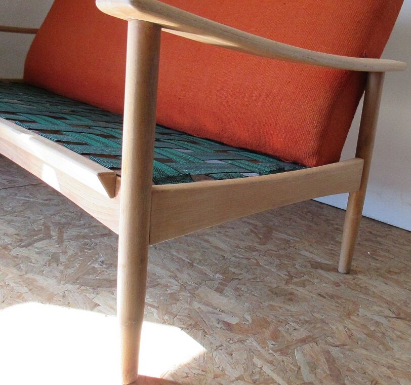 Scandinavian orange wool sofa