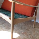 Scandinavian orange wool sofa