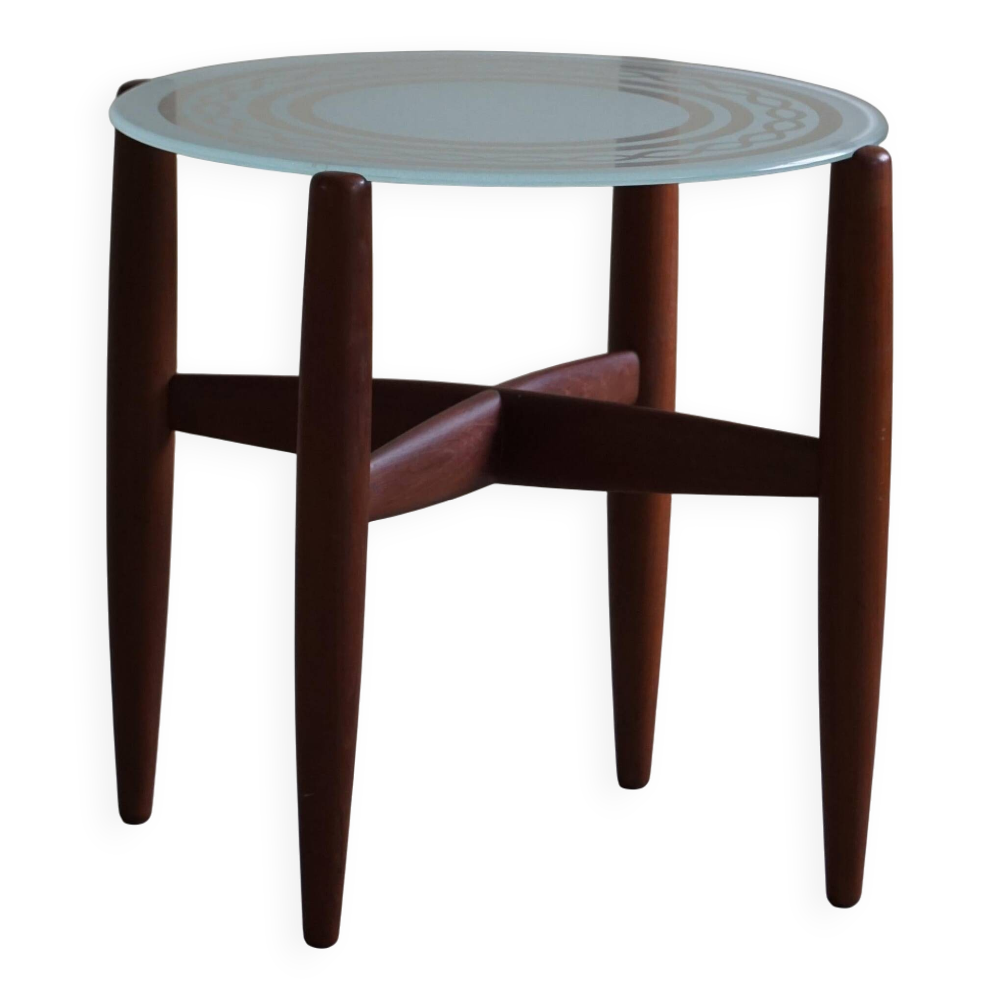 Table d'appoint en teck et verre, design danois milieu du siècle, fabriquée dans les années 1960