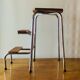 Vintage step stool in brown formica and chrome steel