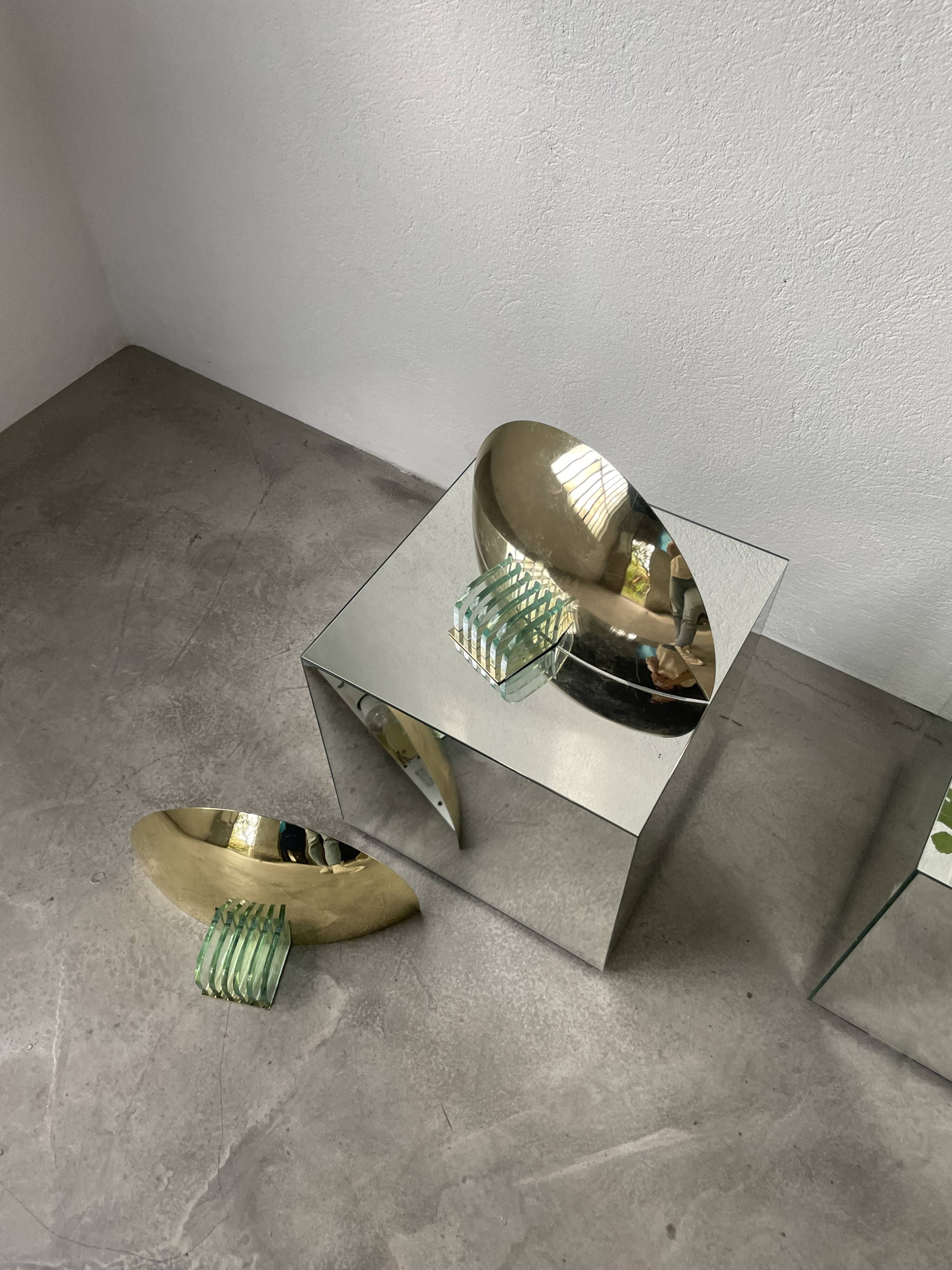 Pair of brass and art deco glass wall lights SCE