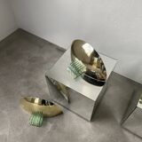 Pair of brass and art deco glass wall lights SCE