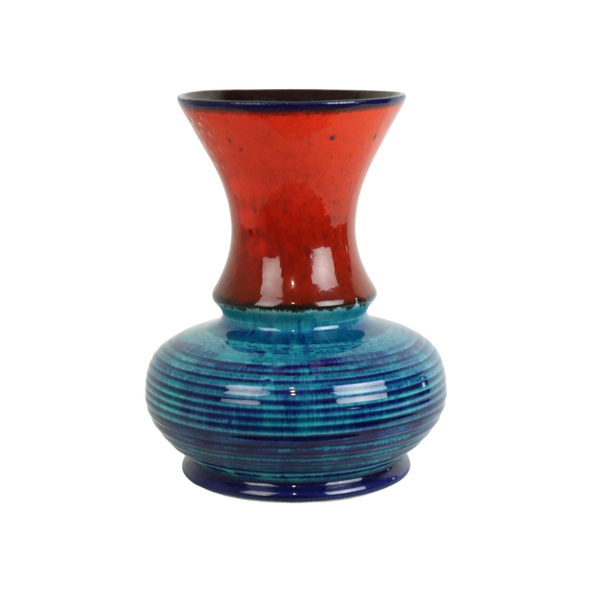 Rare Bay Vase Blue Red West Germany Vintage 79-25