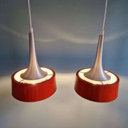 Paire de suspensions scandinaves en aluminium brossé, années 60