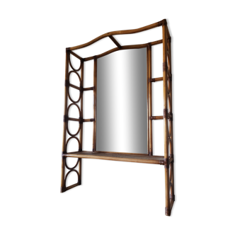 Rattan shelf with mirror