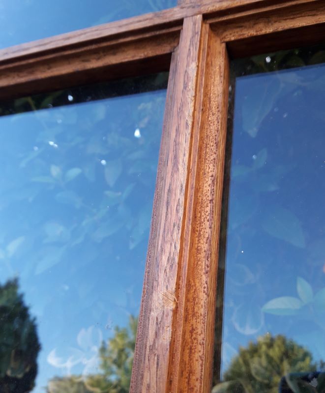 Glass window h141xl263 in oak 4 leaves