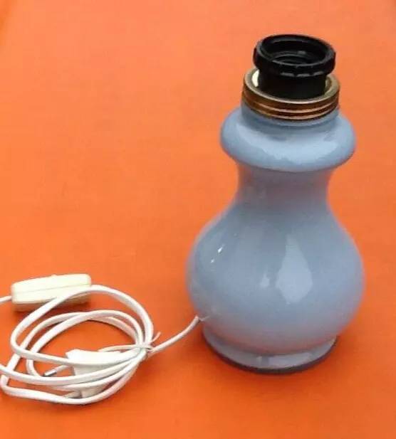 Shower lamp base, blue opaline glass