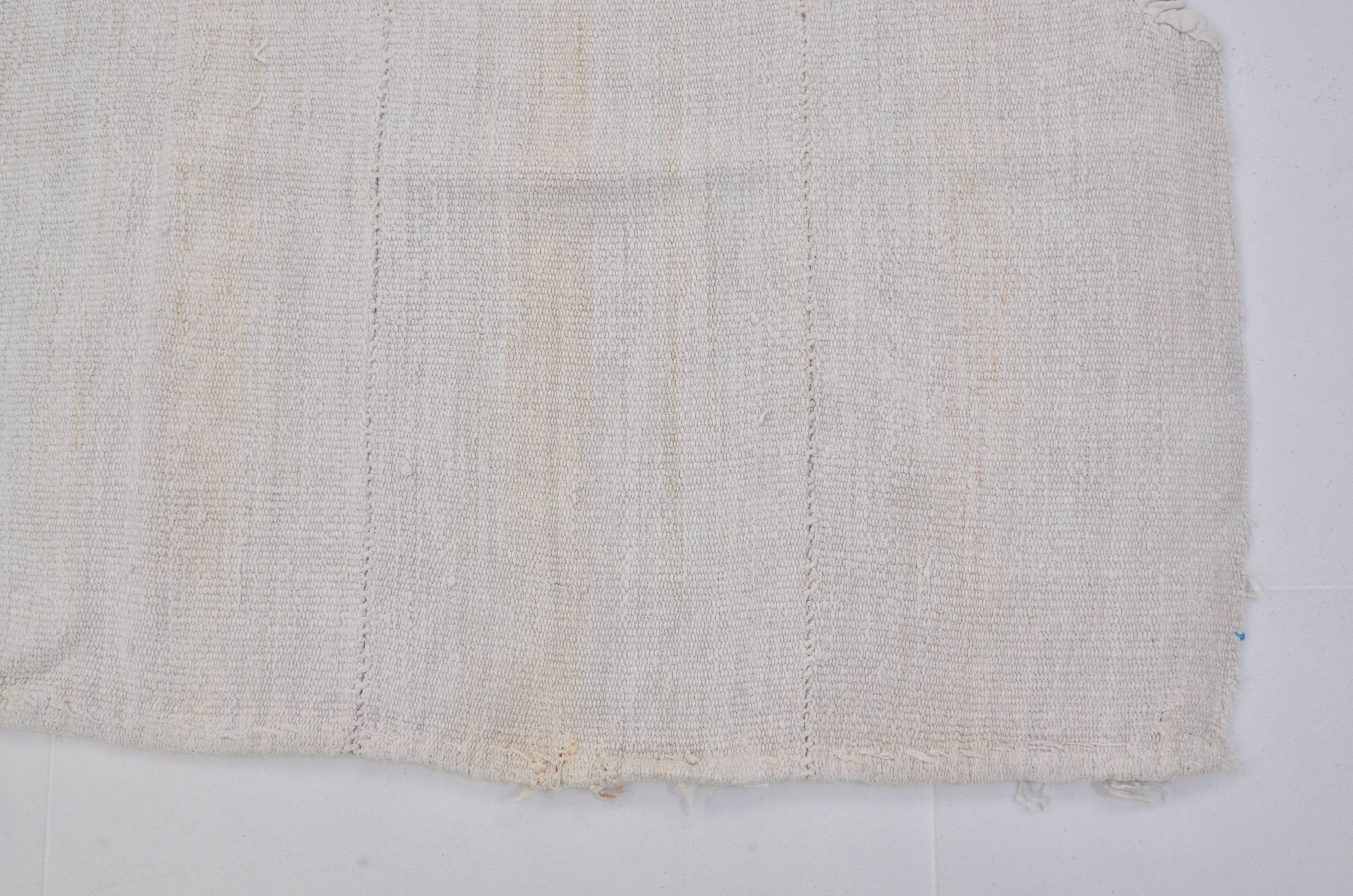 White Anatolian Handwoven Hemp Rug sku 3653