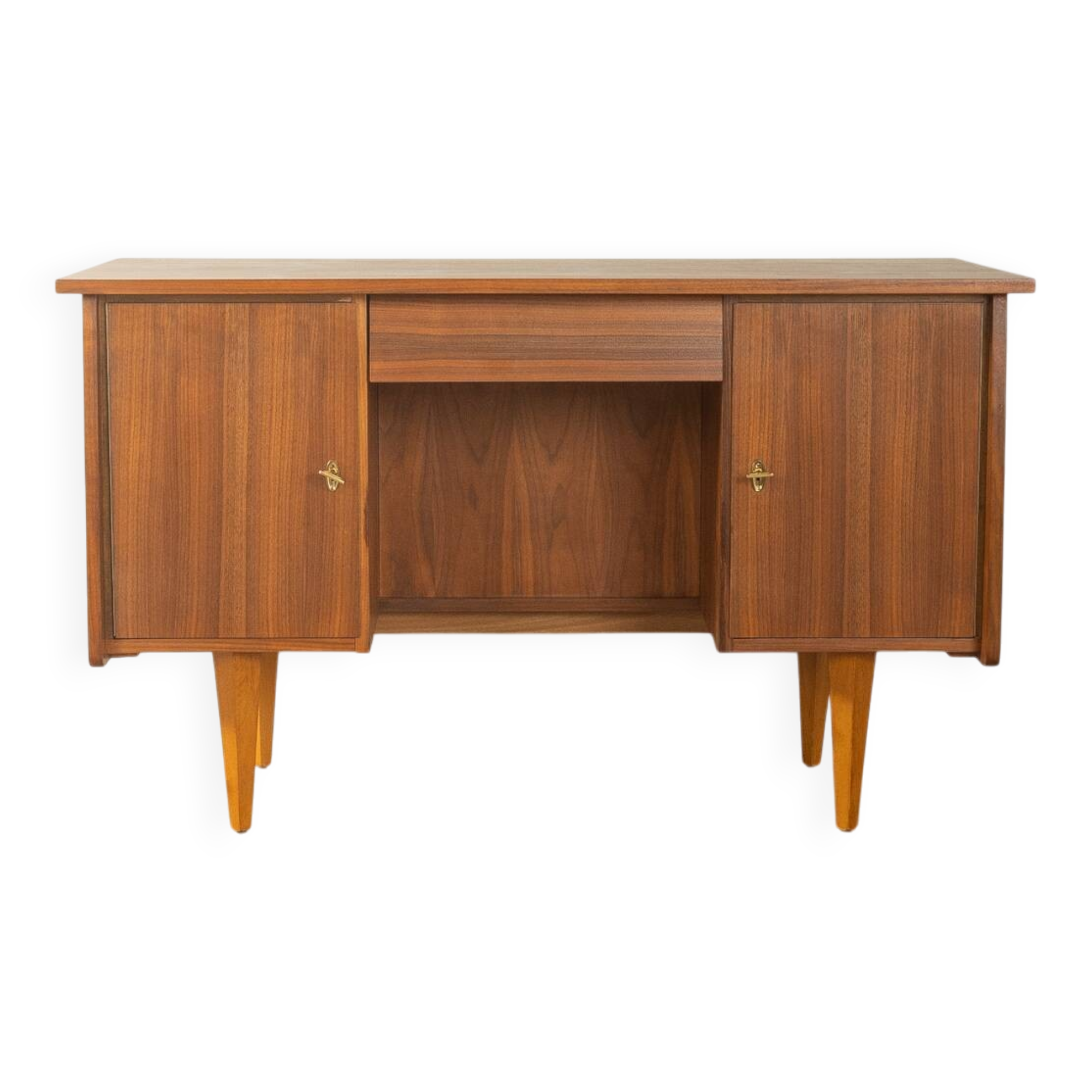 Classic freestanding desk from the 1950s, walnut veneer