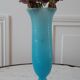 Turquoise blue serrated opaline vase