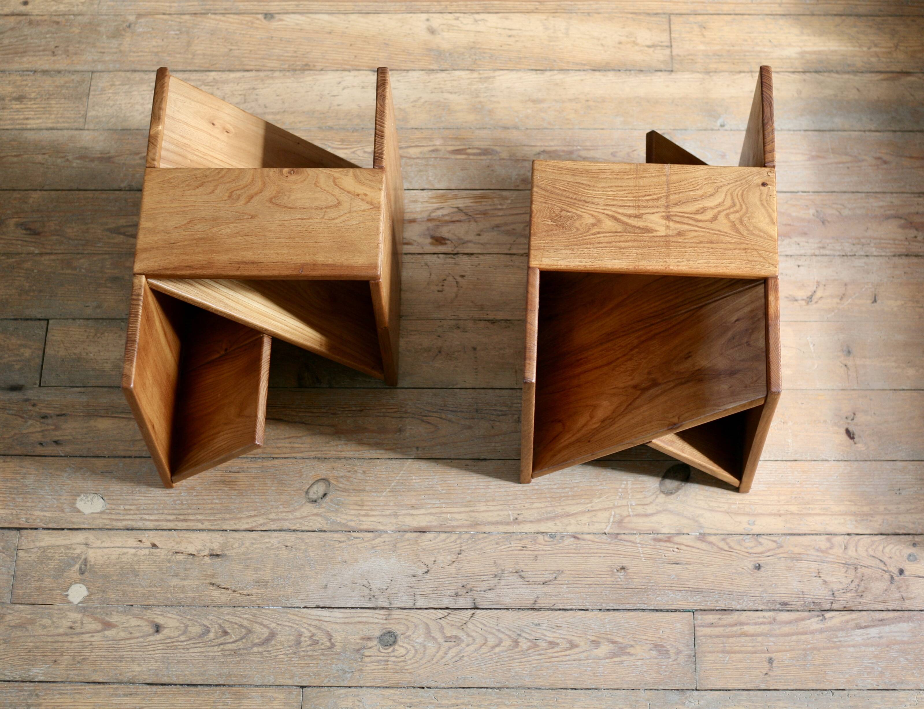 Pair of stools / side tables from Maison Regain, France, 1970s.
