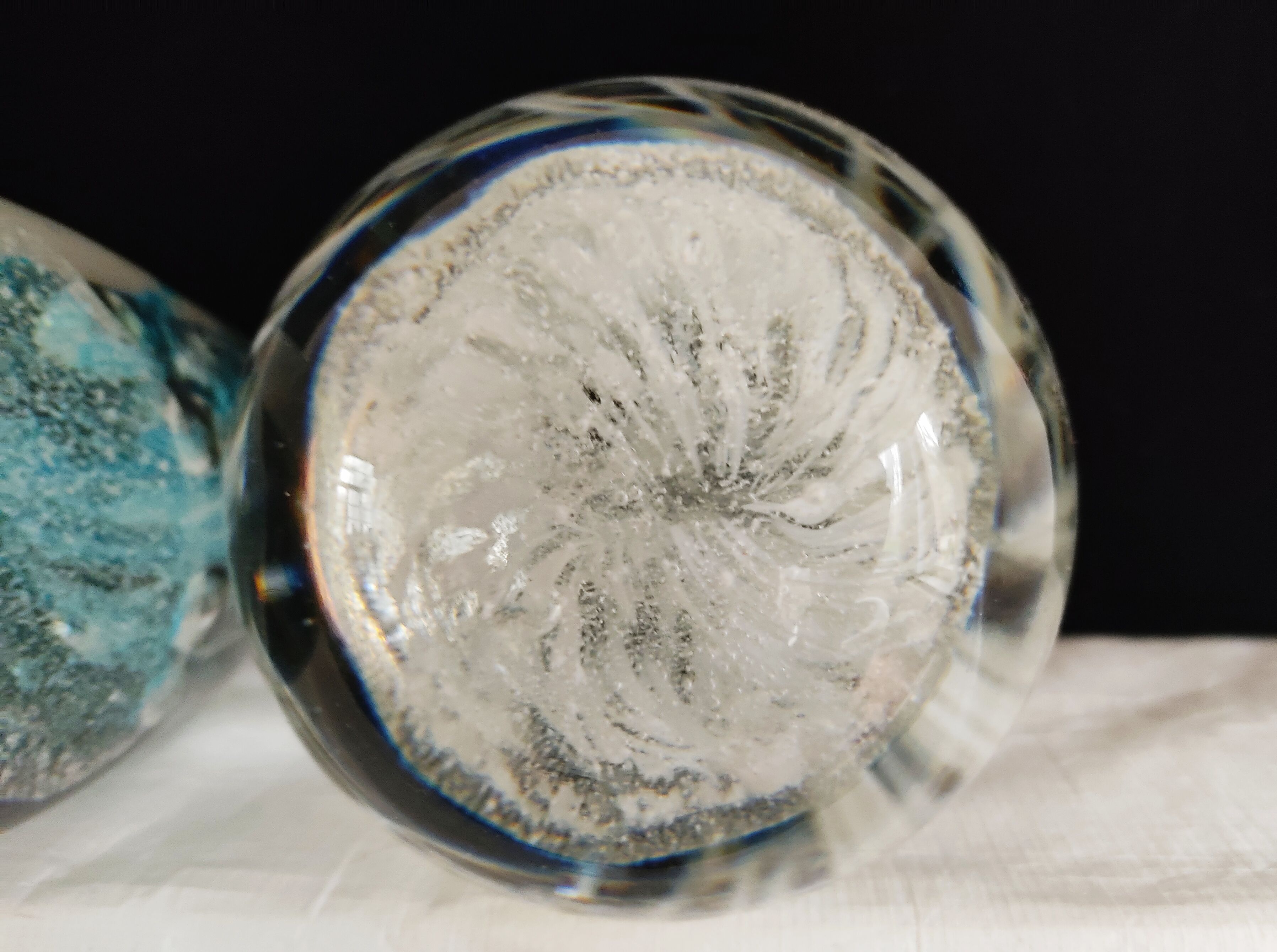 Set of two paperweights vintage jellyfish sulphide