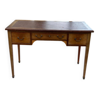 Louis XVI desk in solid wood and burgundy leather