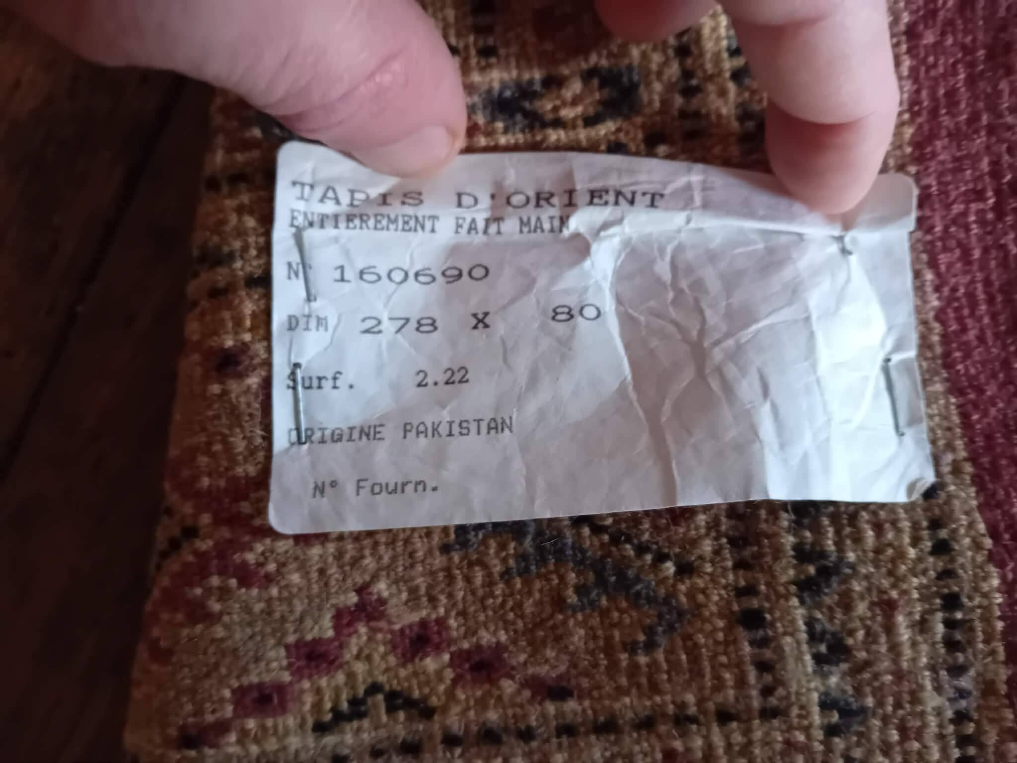 Pakistani hallway carpet, handmade in wool and silk, 278x80cm.