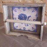 Grey patinated wooden top, ceramic bottom, for napkins/paper napkins